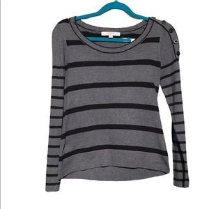 LOFT Black And Gray Striped Sweater Small